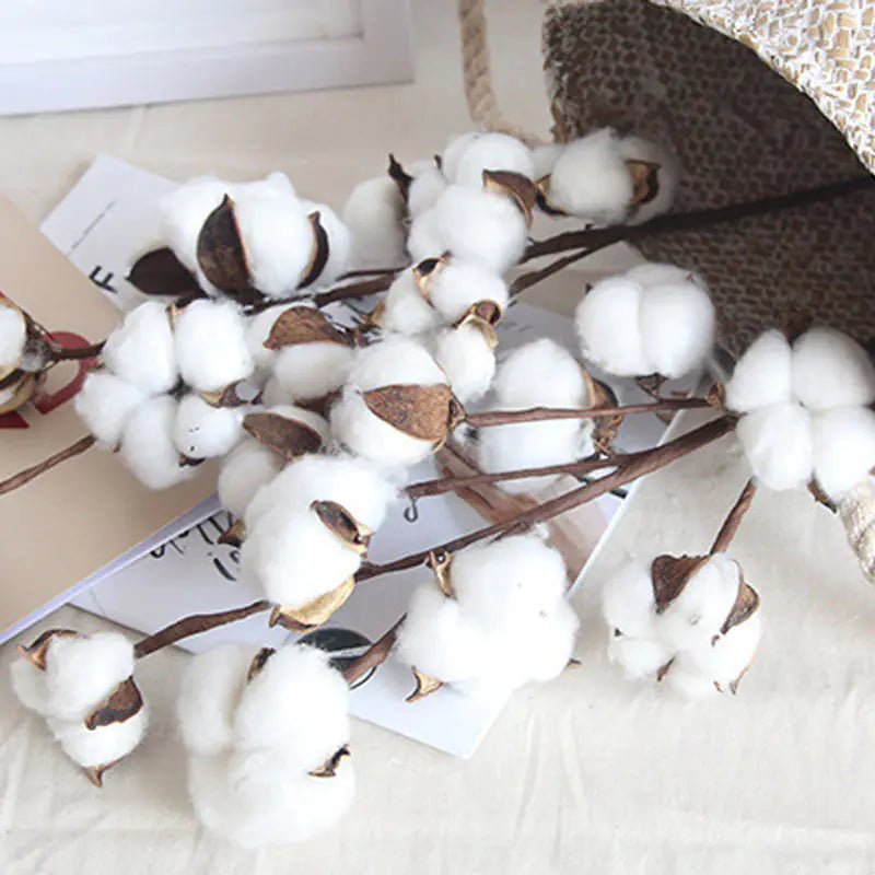 Simulated Cotton Branch Decor