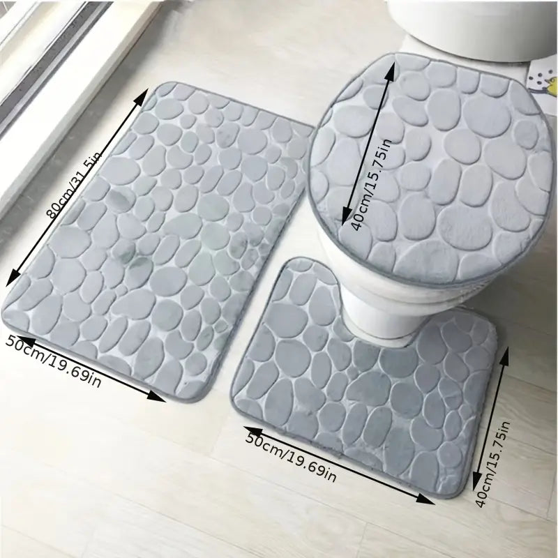 3-Piece Non-Slip Bathroom Rug Set